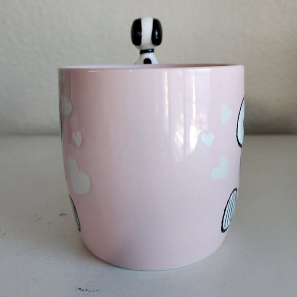 Peanuts Snoopy Valentines Mug with Stirrer Coffee Tea Pink with Hearts Zrike - Picture 2 of 6